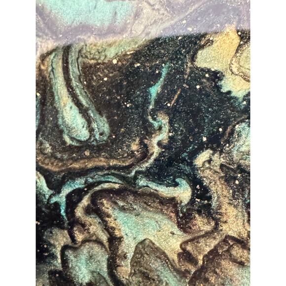 Acrylic Pour Art Resin Black Teal Gold Tray Irregular Edges - Picture 9 of 10